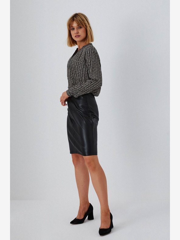 Moodo Čierna dámska koženková sukňa Moodo