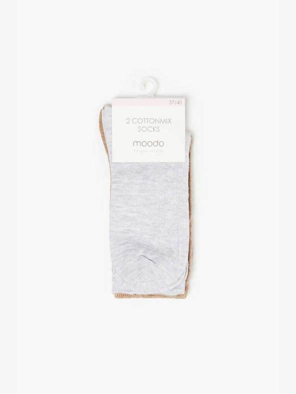 Moodo Súprava dvoch párov dámskych ponožiek v sivej a béžovej farbe Moodo