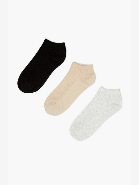 Moodo Súprava troch párov dámskych ponožiek čiernej, ružovej a sivej farby Moodo