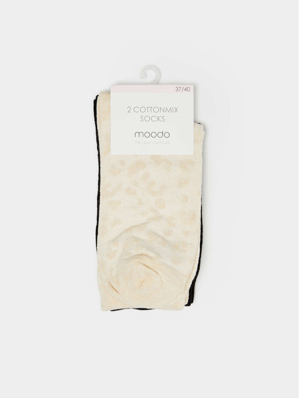 Moodo Súprava dvoch párov dámskych ponožiek v čiernej a béžovej farbe Moodo