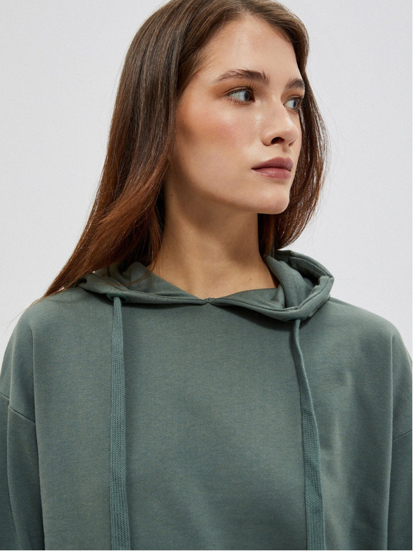 Moodo Zelená dámska mikina s kapucňou Moodo
