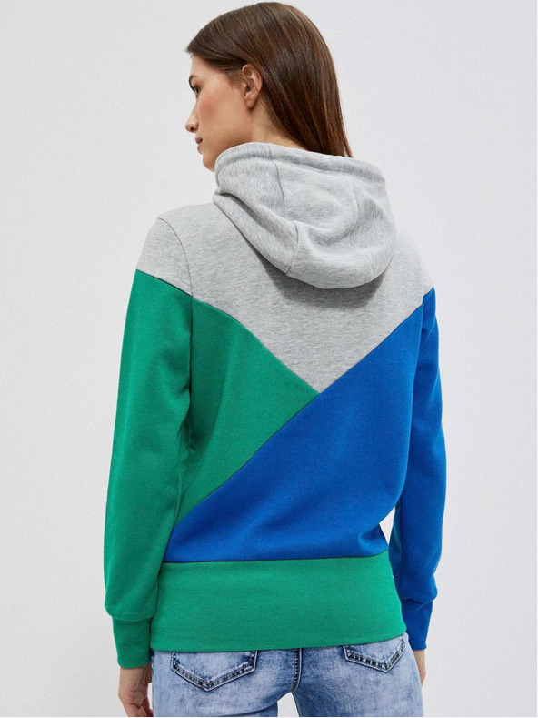 Moodo Šedá a zelená dámska mikina na zips Moodo