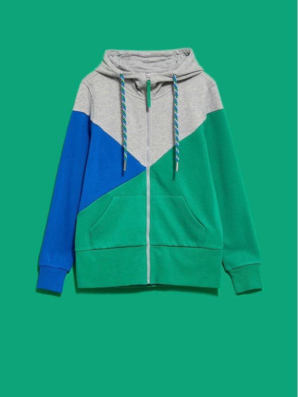 Moodo Šedá a zelená dámska mikina na zips Moodo