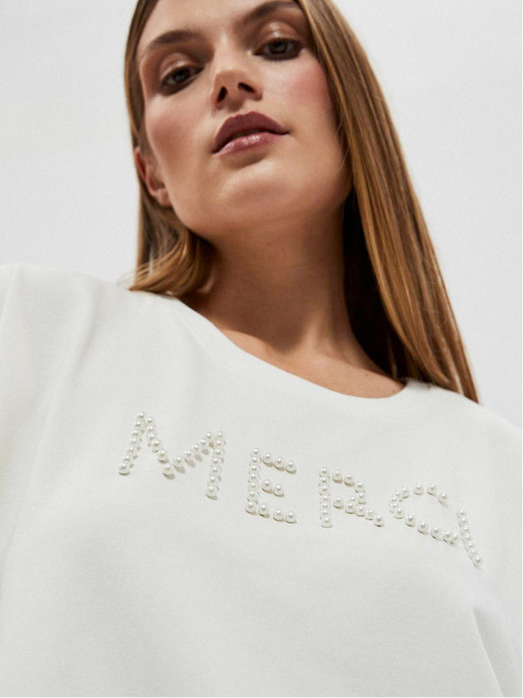 Moodo Biela dámska mikina s kapucňou Moodo