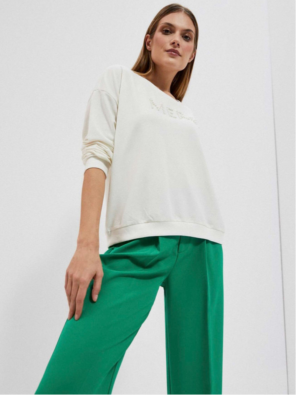 Moodo Biela dámska mikina s kapucňou Moodo