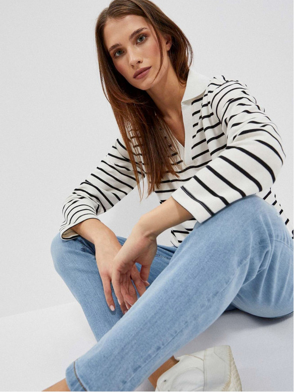 Moodo Čiernobiela dámska pruhovaná mikina Moodo