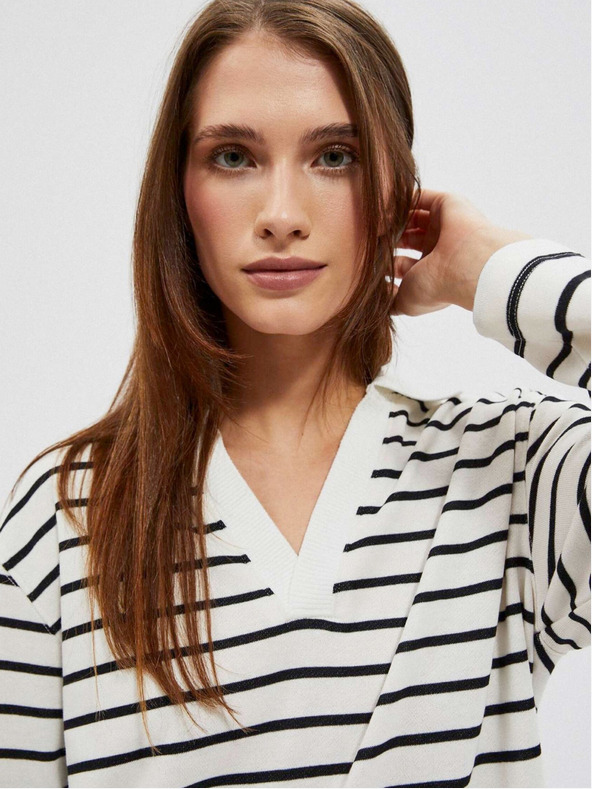 Moodo Čiernobiela dámska pruhovaná mikina Moodo