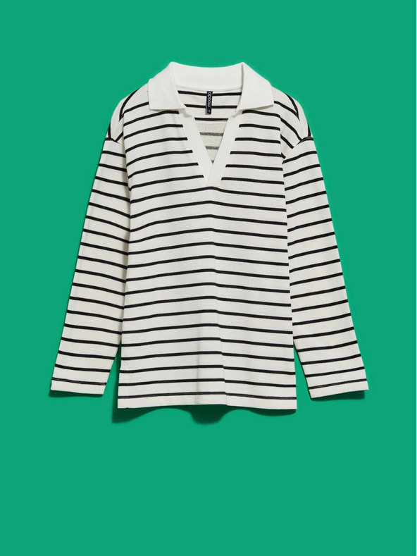 Moodo Čiernobiela dámska pruhovaná mikina Moodo