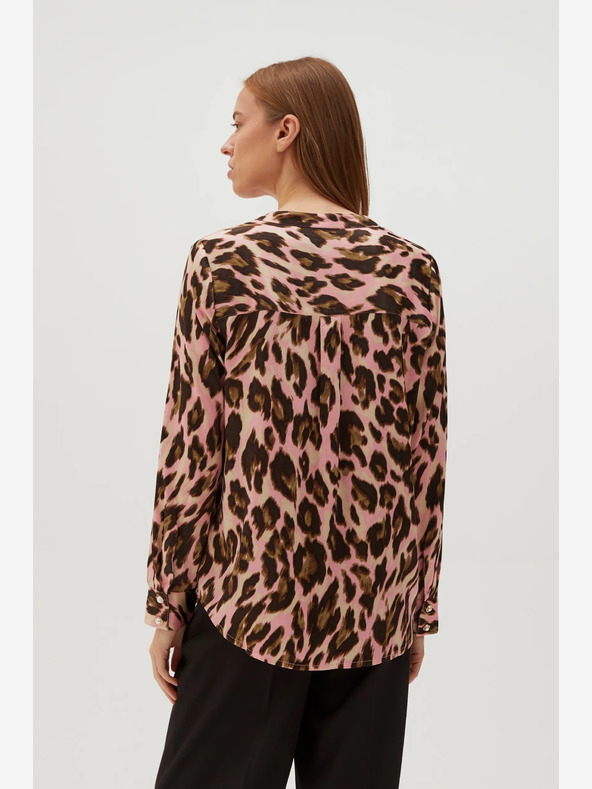 Moodo Hnedo-ružová dámska vzorovaná blúzka Moodo
