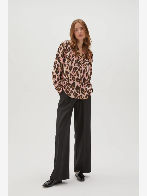 Moodo Hnedo-ružová dámska vzorovaná blúzka Moodo
