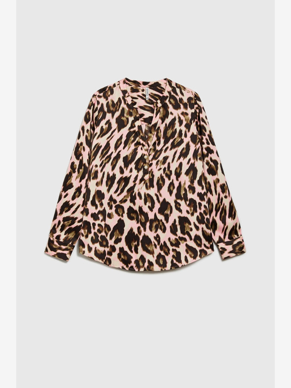 Moodo Hnedo-ružová dámska vzorovaná blúzka Moodo
