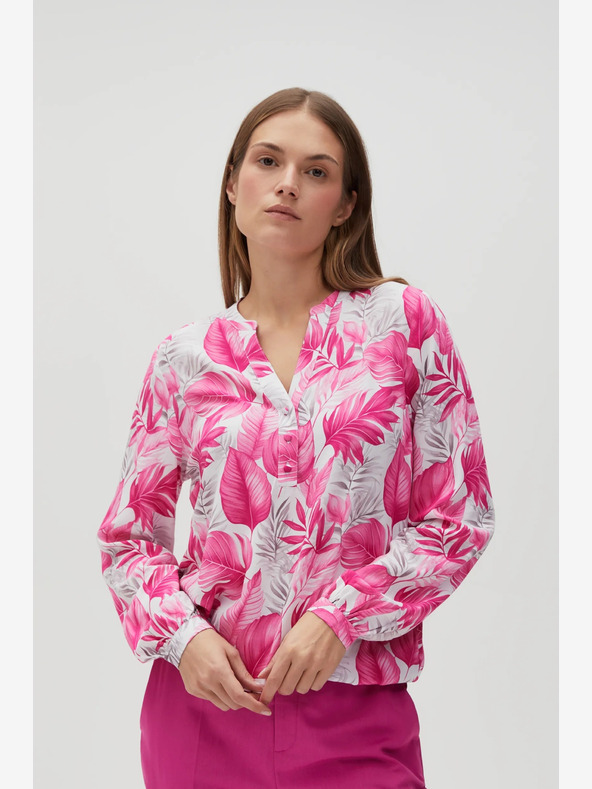 Moodo Bielo-ružová dámska vzorovaná blúzka Moodo