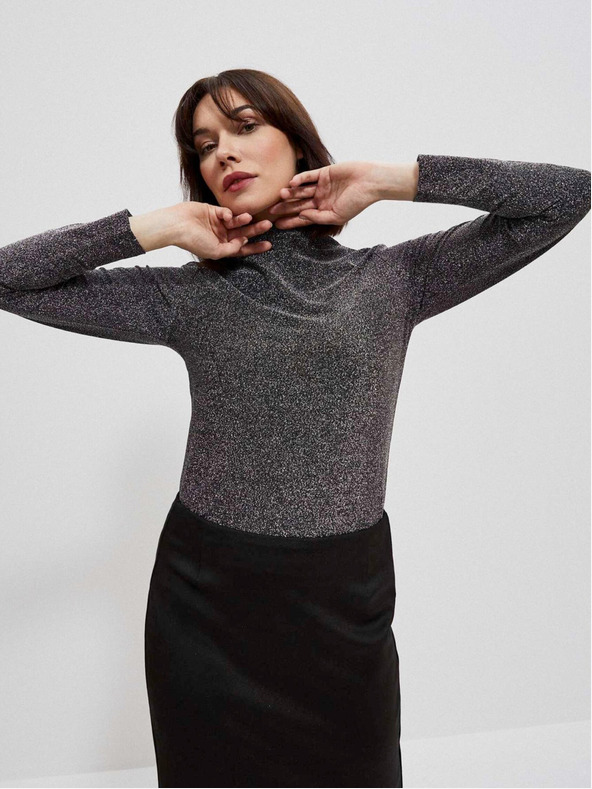 Moodo Čierna dámska blúzka s kovovou niťou Moodo