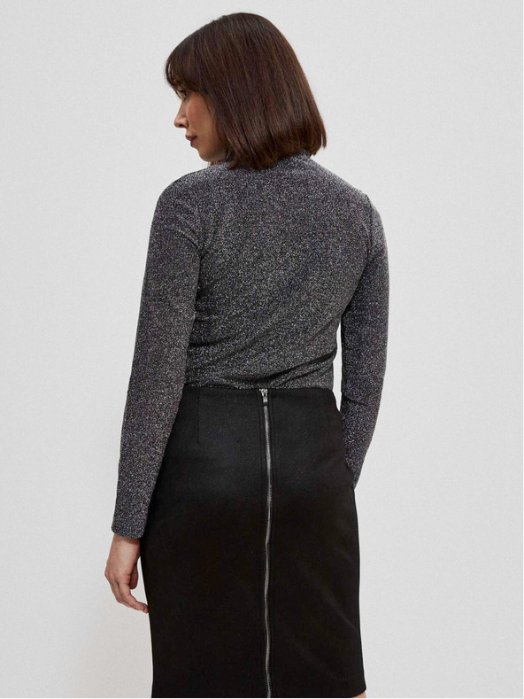 Moodo Čierna dámska blúzka s kovovou niťou Moodo