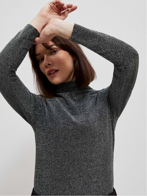 Moodo Čierna dámska blúzka s kovovou niťou Moodo