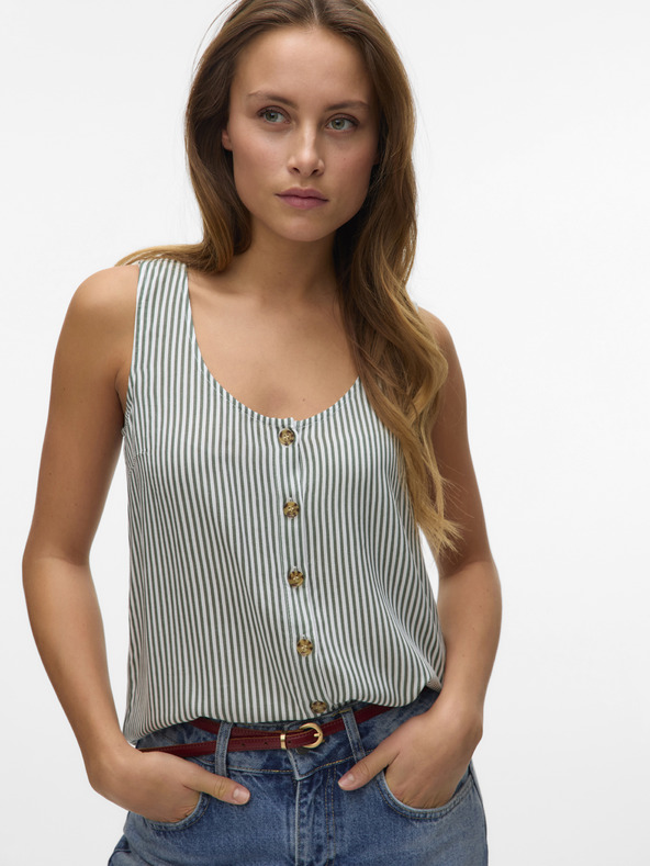 Vero Moda Bielo-zelená dámska pruhovaná blúzka Vero Moda BUMPY