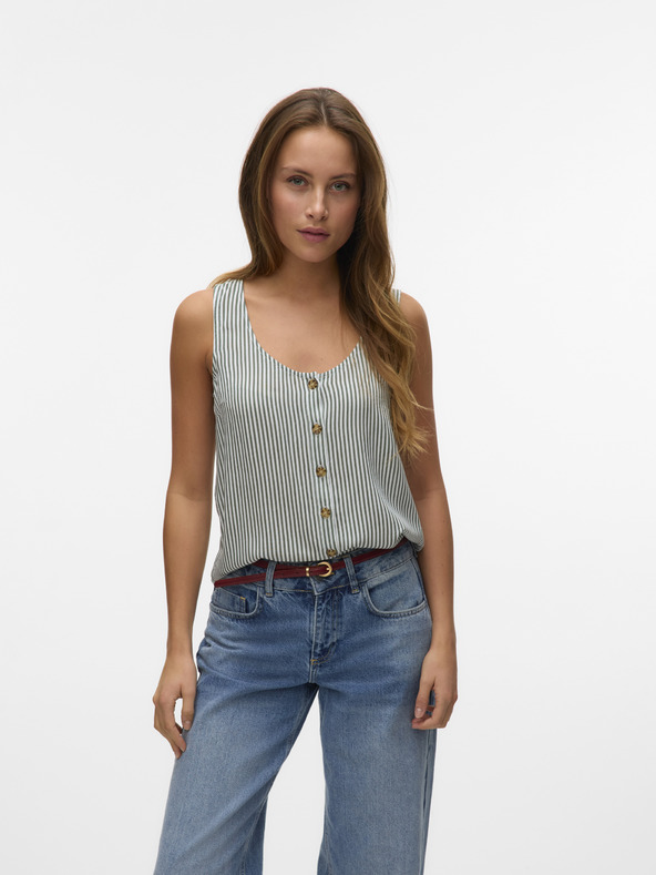 Vero Moda Bielo-zelená dámska pruhovaná blúzka Vero Moda BUMPY