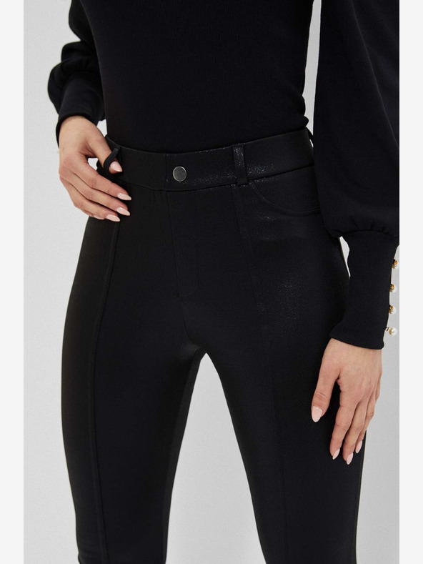 Moodo Čierne dámske lesklé legíny Moodo