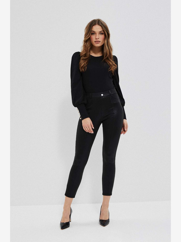 Moodo Čierne dámske lesklé legíny Moodo