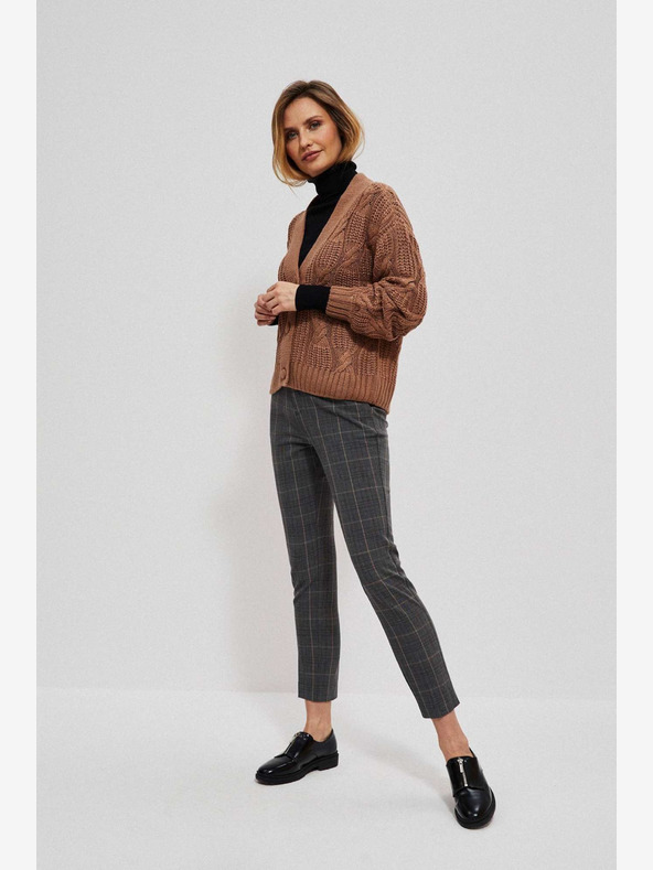 Moodo Moodo Šedé dámske kockované nohavice