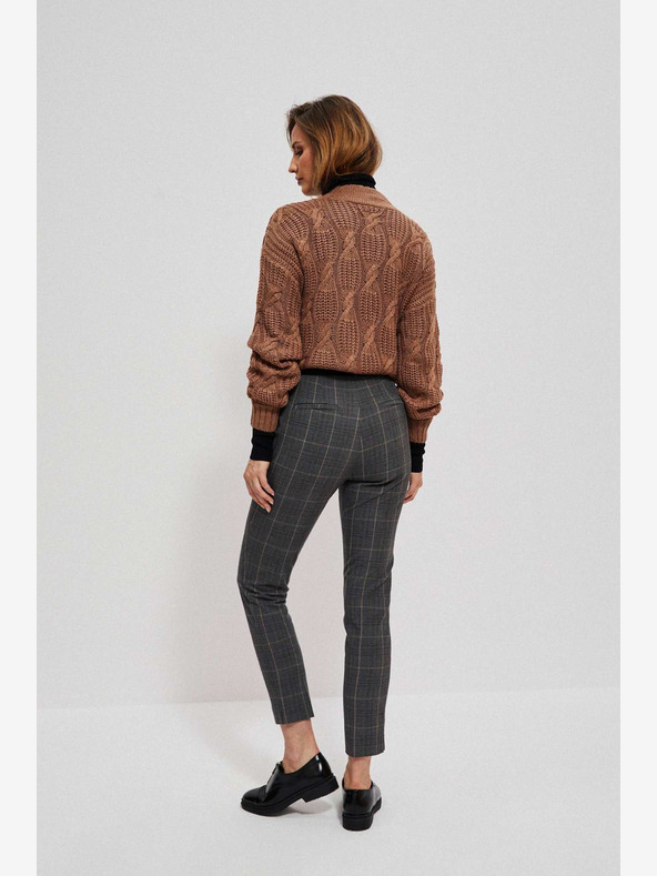 Moodo Moodo Šedé dámske kockované nohavice