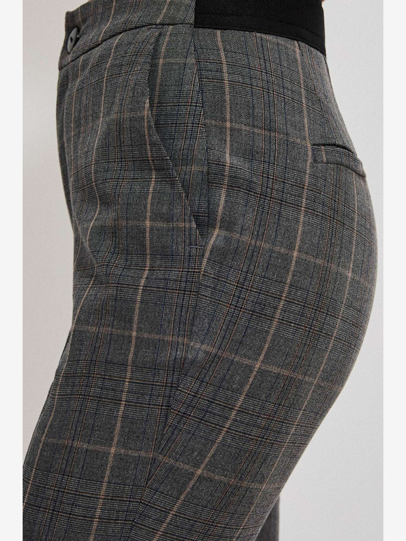 Moodo Moodo Šedé dámske kockované nohavice