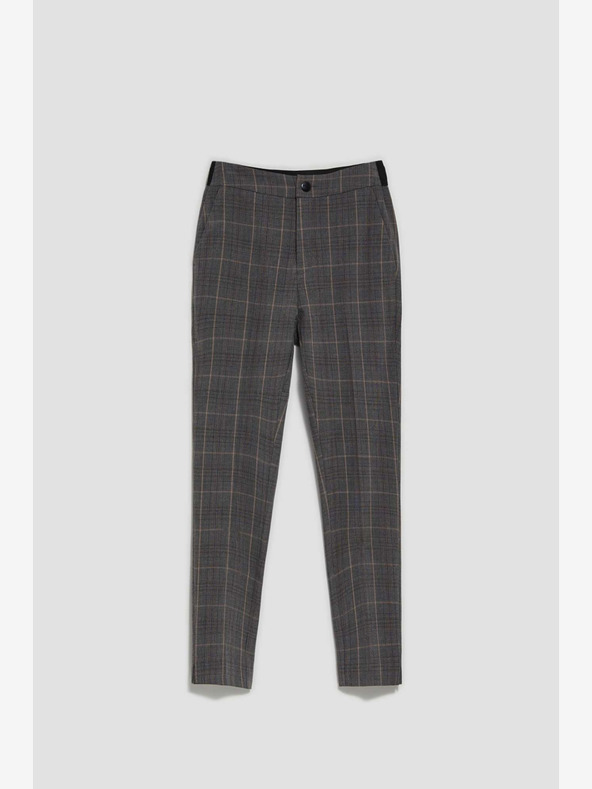 Moodo Moodo Šedé dámske kockované nohavice