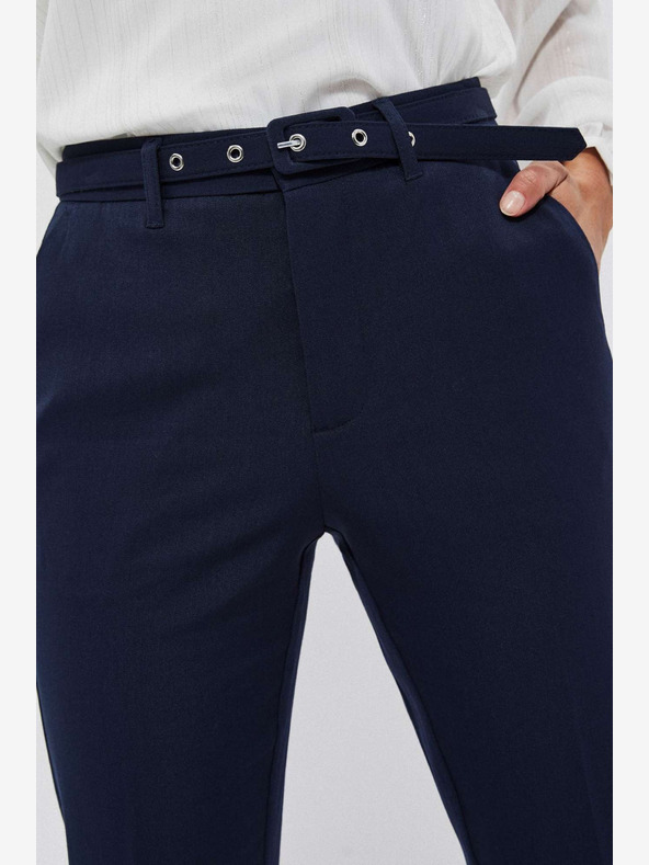 Moodo Tmavomodré dámske nohavice s opaskom Moodo