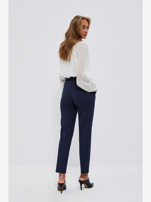 Moodo Tmavomodré dámske nohavice s opaskom Moodo