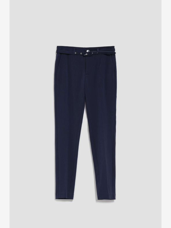 Moodo Tmavomodré dámske nohavice s opaskom Moodo