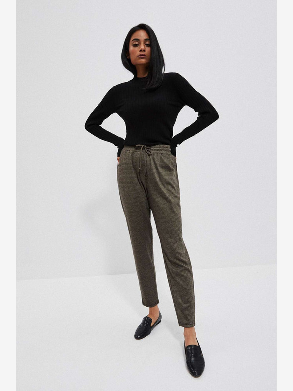 Moodo Moodo Čierno-hnedé dámske nohavice