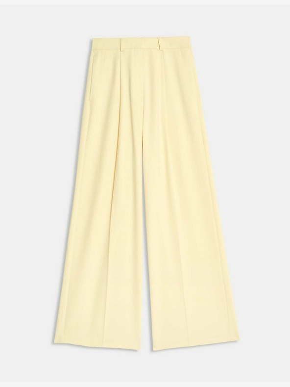 Marks & Spencer Tkané nohavice so širokými nohavicami a skladaným predným dielom Marks & Spencer žltá