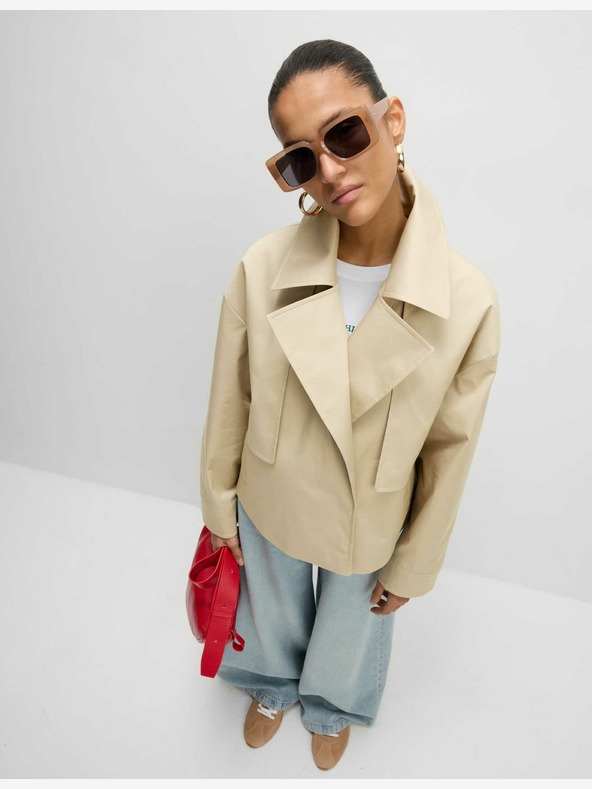 Marks & Spencer Krátky trenčkot Marks & Spencer s vysokým obsahom bavlny sivobiely