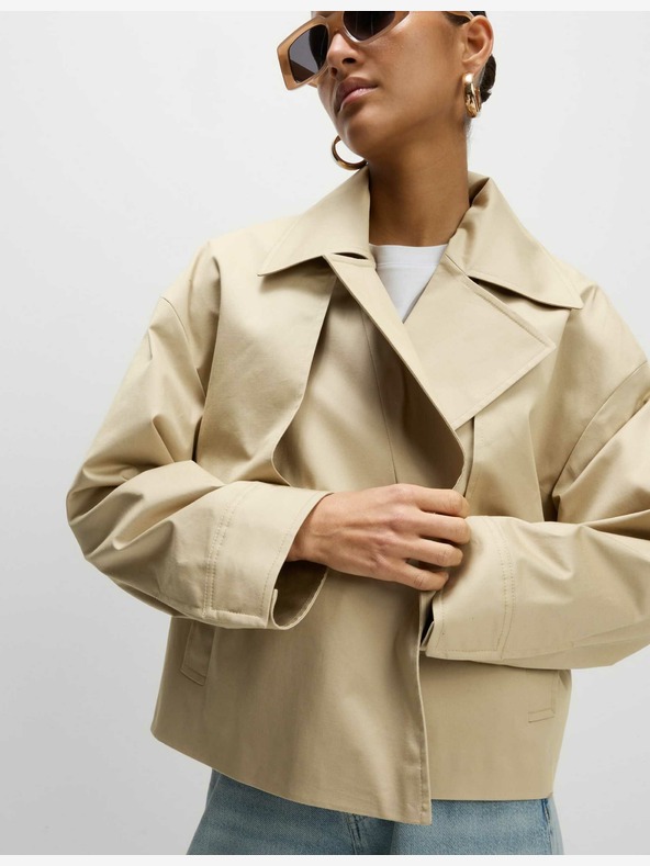 Marks & Spencer Krátky trenčkot Marks & Spencer s vysokým obsahom bavlny sivobiely