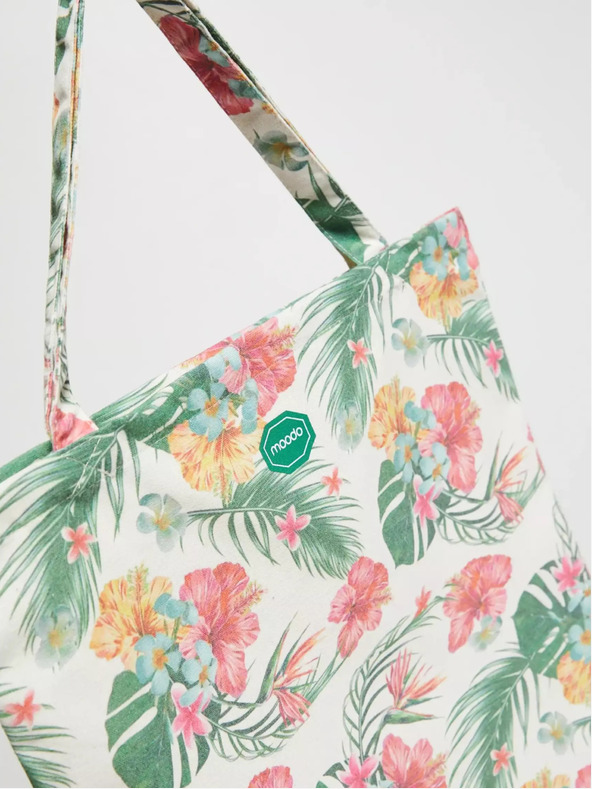 Moodo Krémovo-zelená dámska vzorovaná taška Moodo
