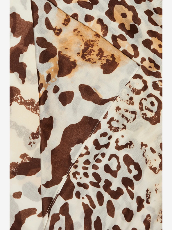 Moodo Krémová a hnedá dámska vzorovaná šatka Moodo