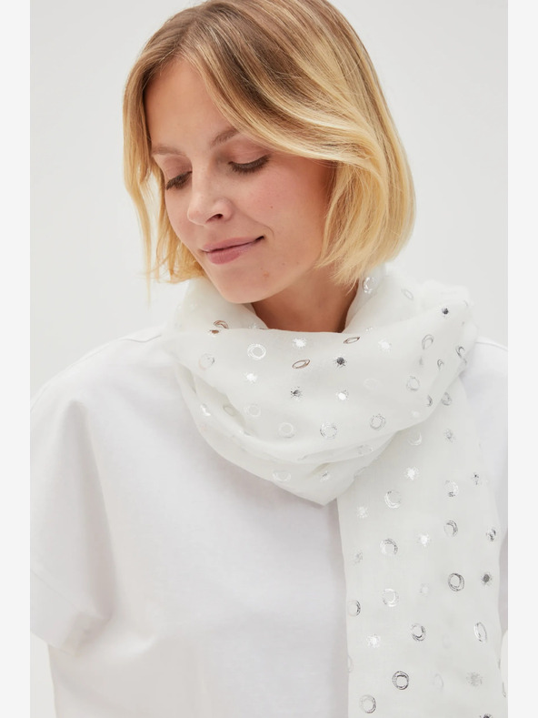 Moodo Biely dámsky bodkovaný šál Moodo