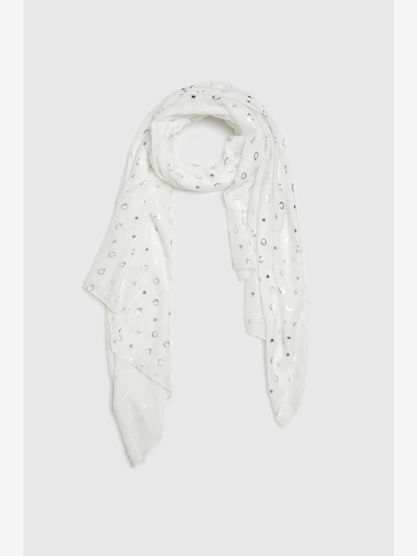 Moodo Biely dámsky bodkovaný šál Moodo