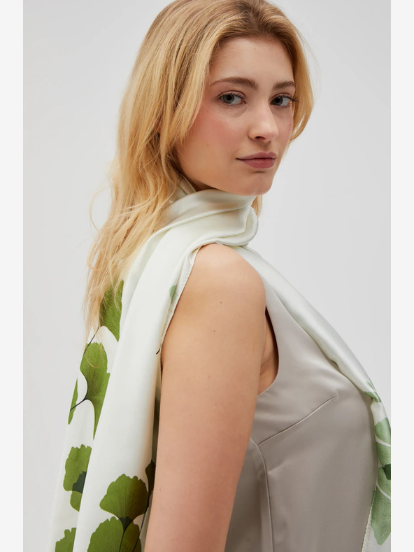 Moodo Bielo-zelená dámska vzorovaná šatka Moodo