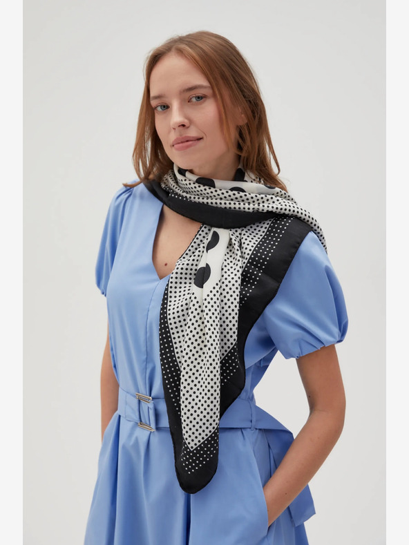 Moodo Bielo-čierny dámsky vzorovaný šál Moodo