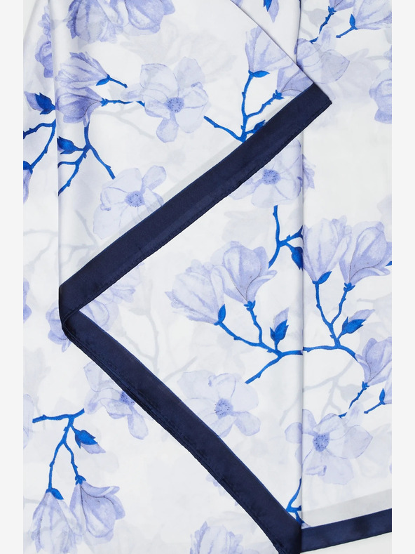 Moodo Biela a modrá dámska kvetinová šatka Moodo