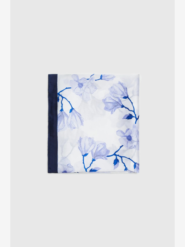 Moodo Biela a modrá dámska kvetinová šatka Moodo