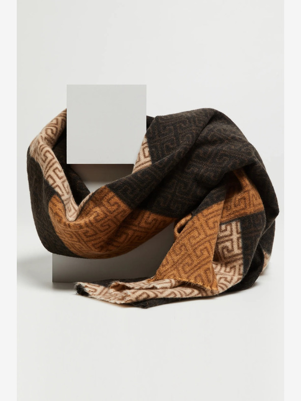 Moodo Hnedočierny dámsky vzorovaný šál Moodo