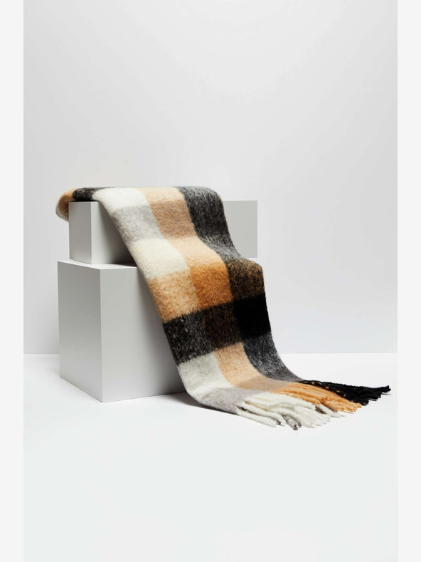 Moodo Čierno-béžový dámsky károvaný šál Moodo