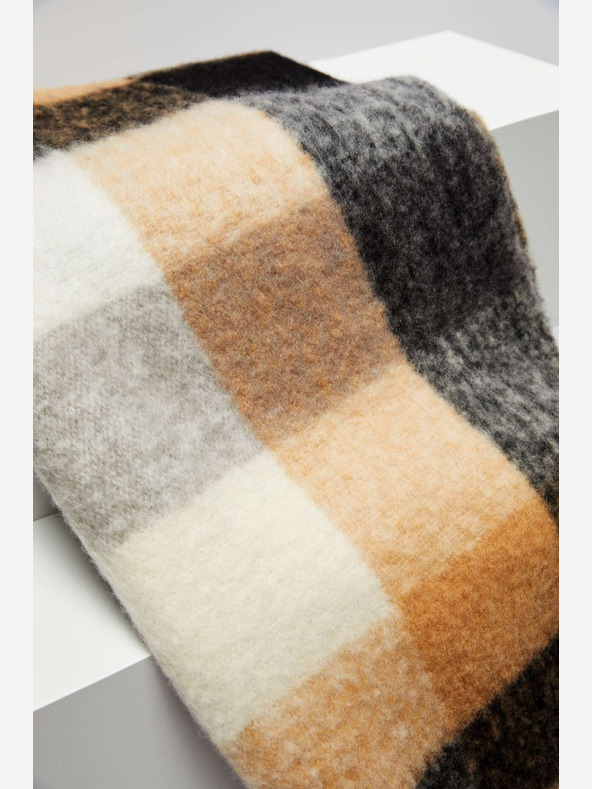 Moodo Čierno-béžový dámsky károvaný šál Moodo