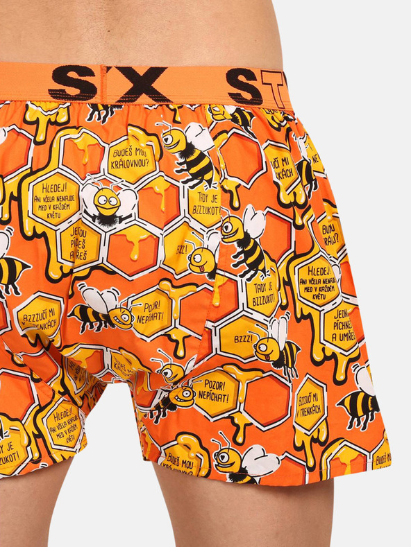 Styx Žlté a oranžové pánske vzorované šortky na spanie Styx Včely