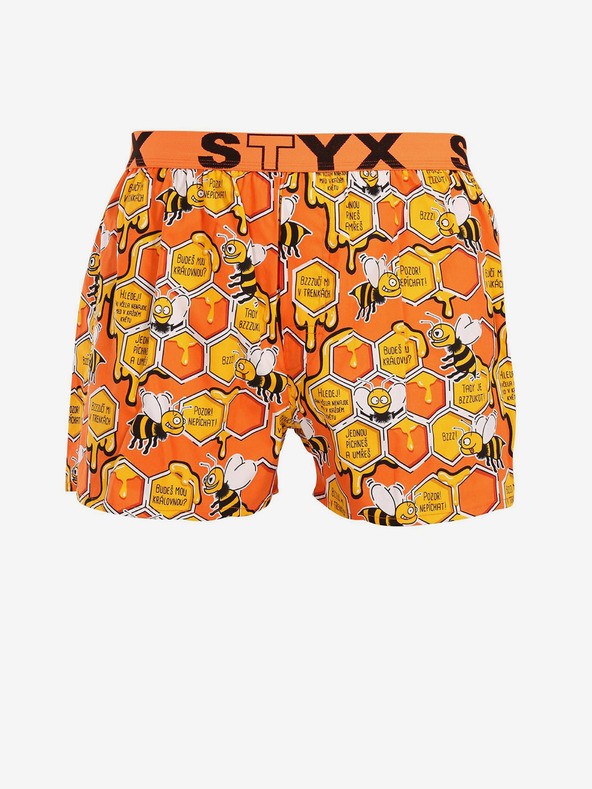 Styx Žlté a oranžové pánske vzorované šortky na spanie Styx Včely