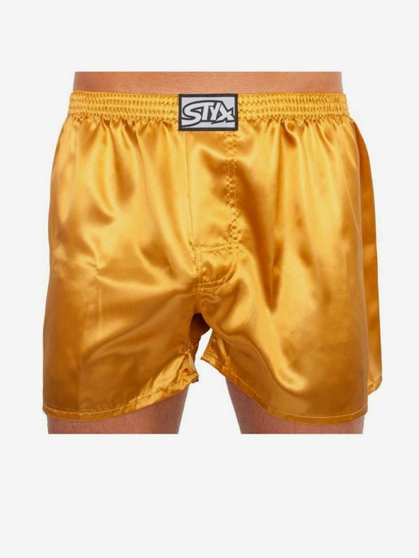 Styx Pánske klasické elastické šortky Styx saténové zlaté