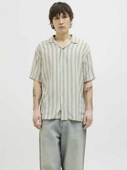 Jack & Jones Jack & Jones Corp Béžová pánska košeľa s krátkym rukávom