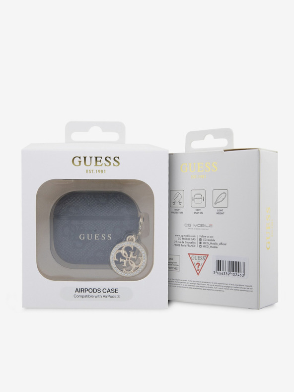 Guess Guess 4G Script PC/PU Charm kryt pre AirPods 3 čierny